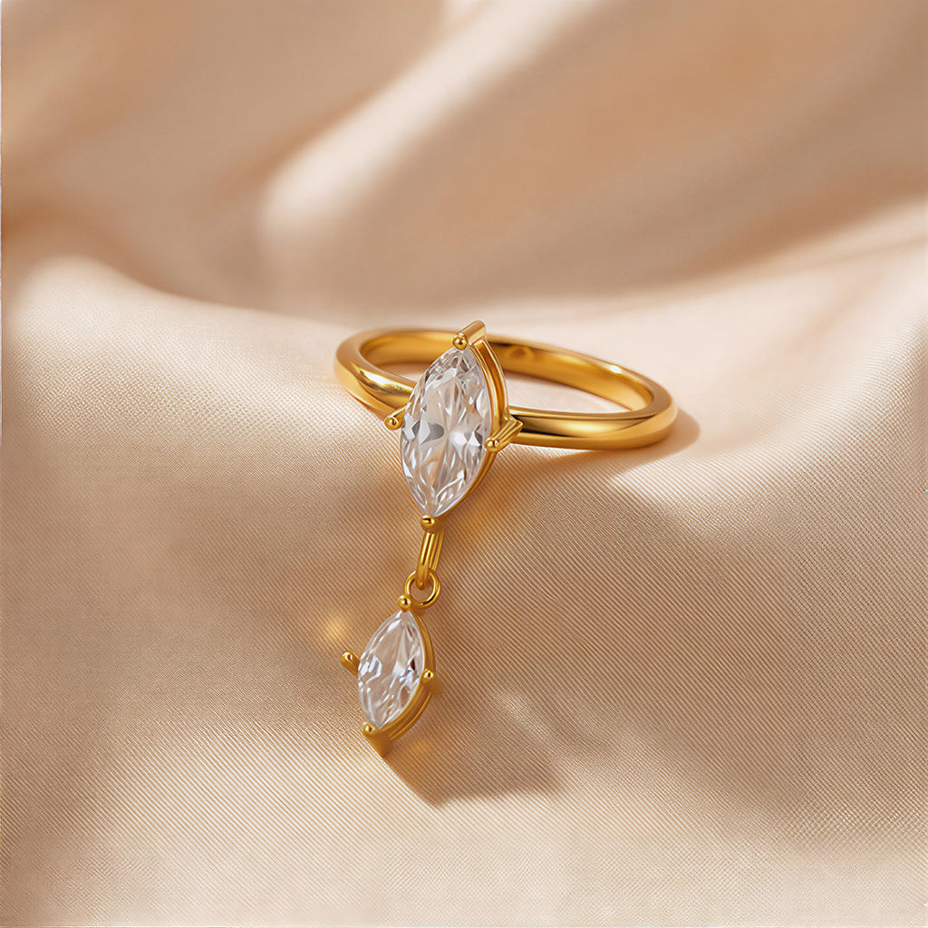 Anel Dourado Marquise com Zircónia – foto 3