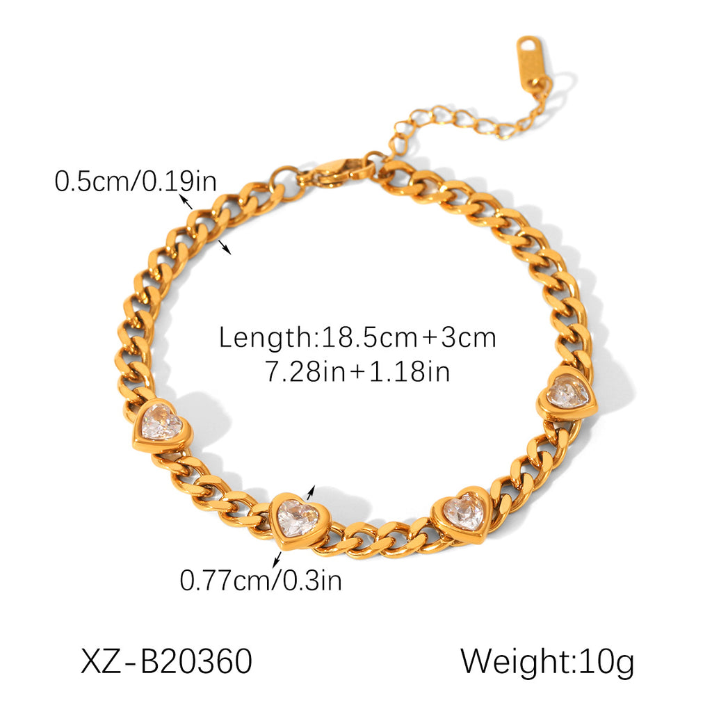 Pulseira Grumet Dourada com Corações – foto 6