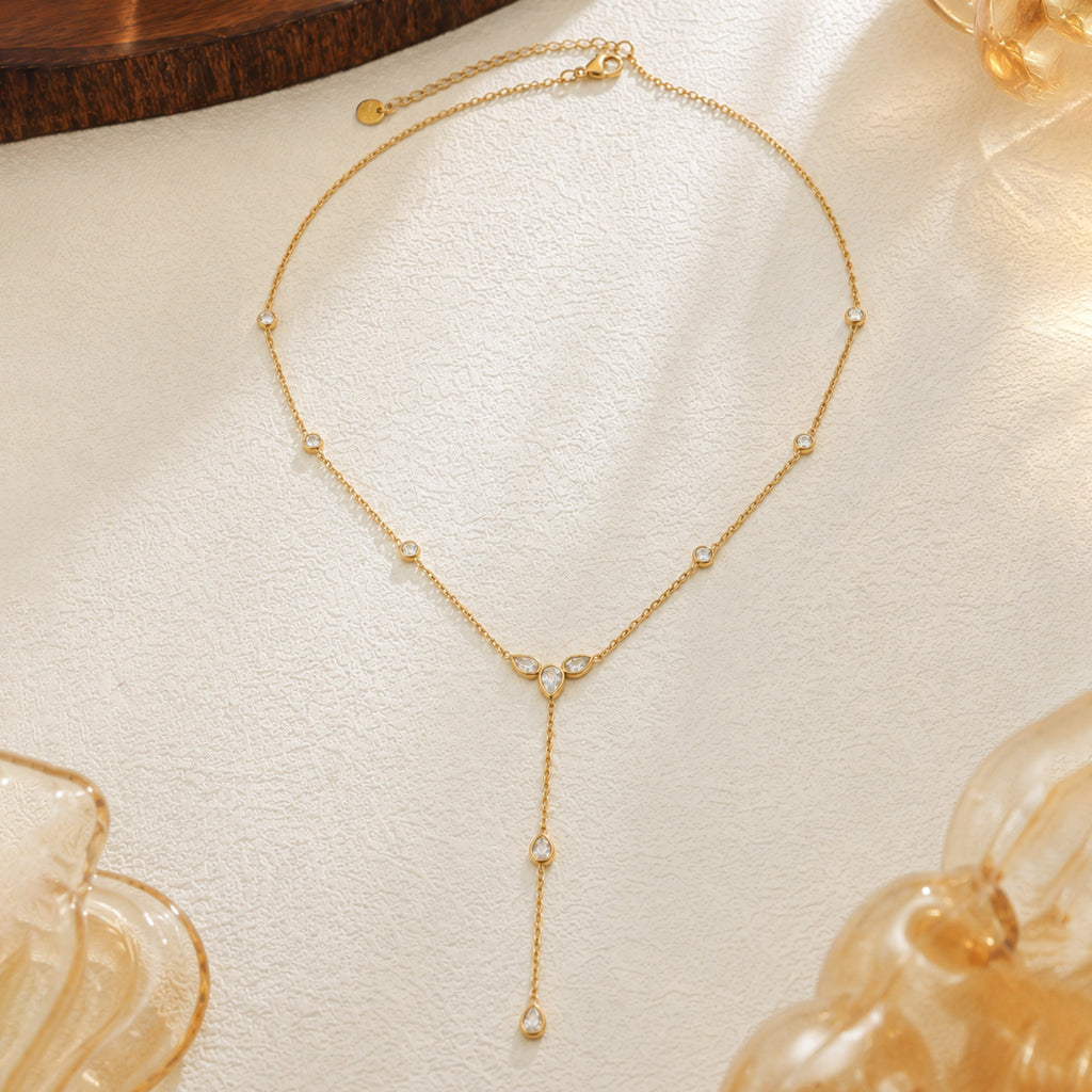 Colar em Y Dourado com Zircónias – foto 4