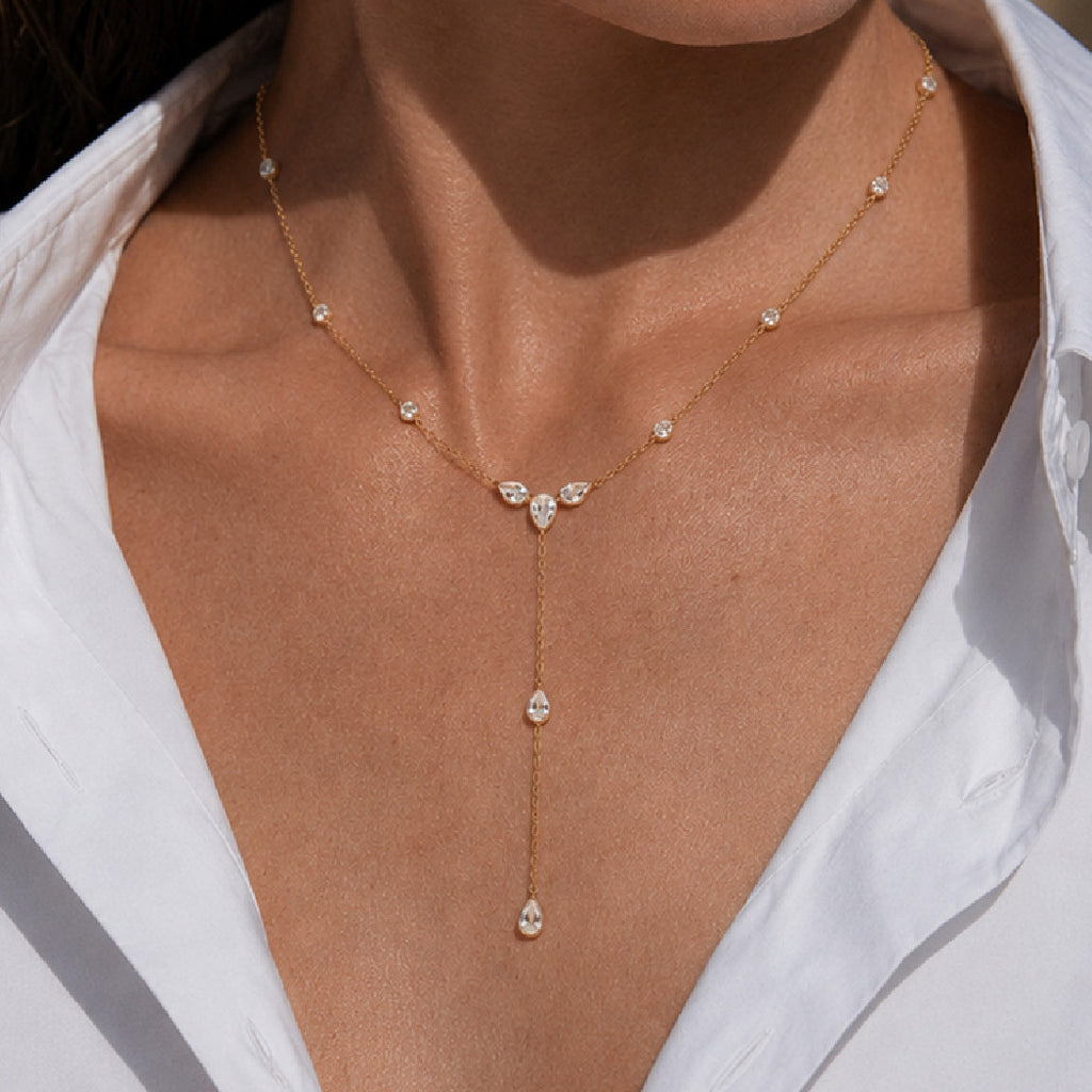 Colar em Y Dourado com Zircónias – Atelier 21