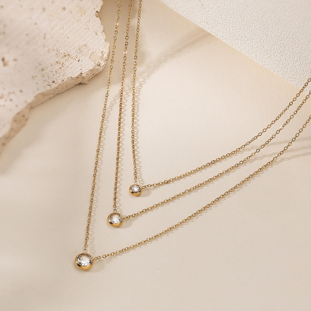 Colar 3 Camadas Dourado com Zircónias – foto 3