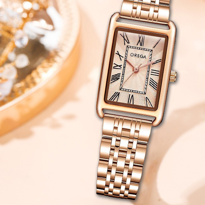 Relógio Quadrado Dourado Feminino – foto 2