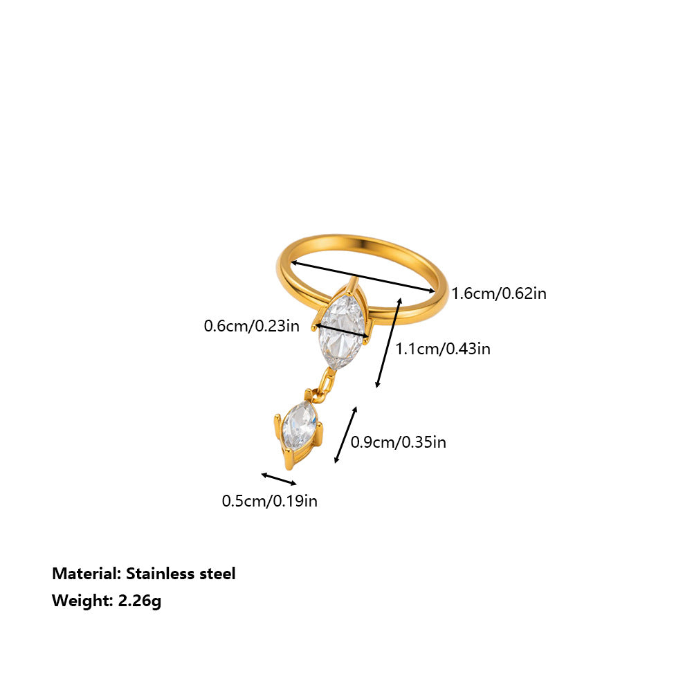 Anel Dourado Marquise com Zircónia – foto 5