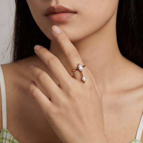 Anel Dourado Marquise com Zircónia – foto 2