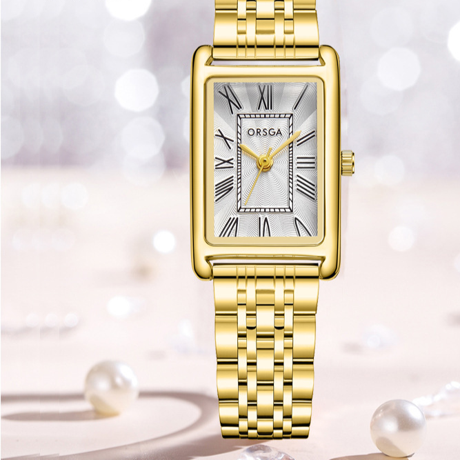 Relógio Quadrado Dourado Feminino – Atelier 21