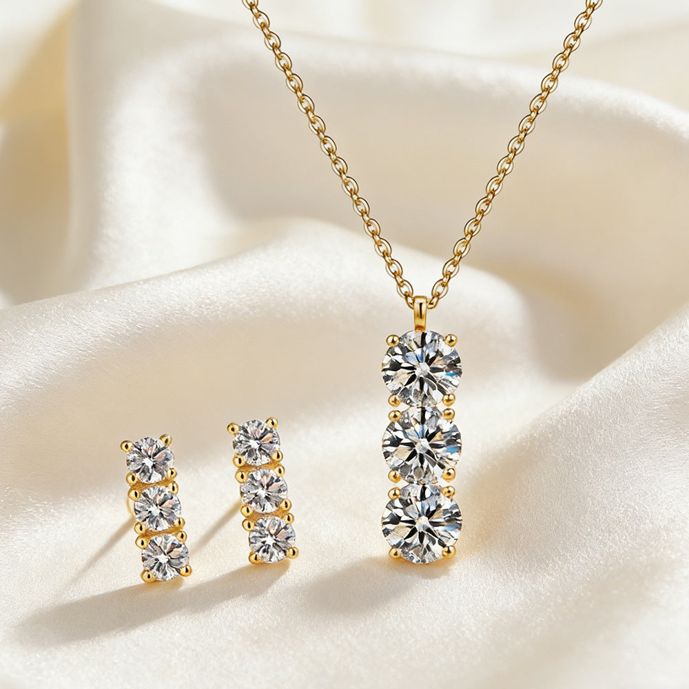 Conjunto Colar e Brincos com Zircónias – Atelier 21