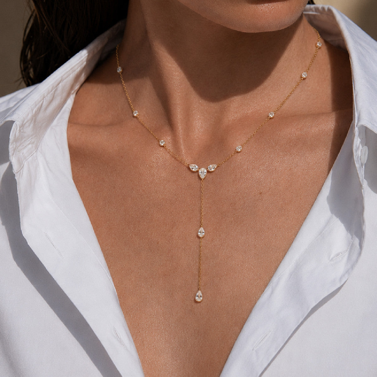 Colar em Y Dourado com Zircónias – foto 6