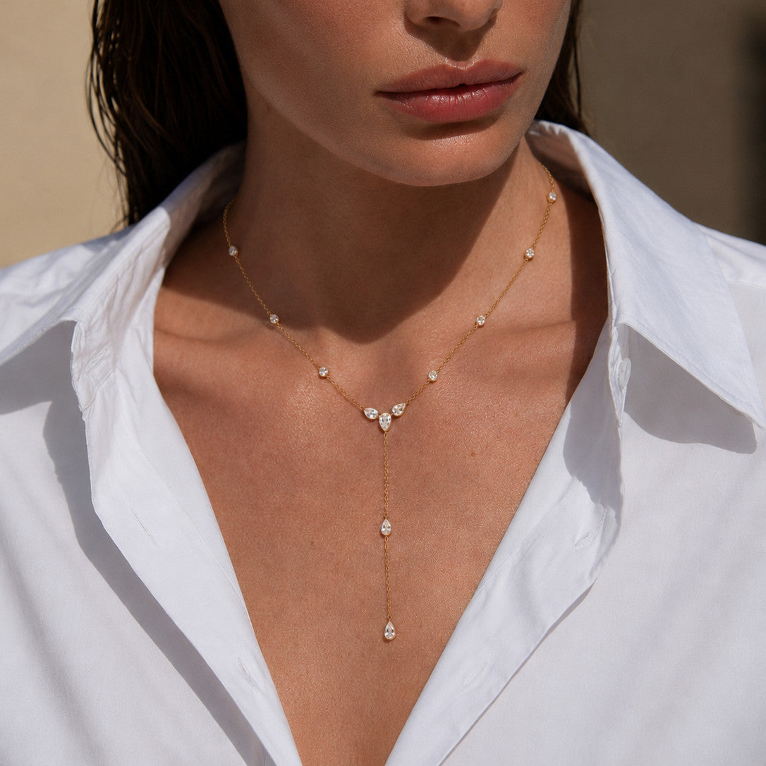 Colar em Y Dourado com Zircónias – foto 2