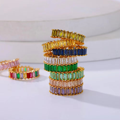 Anel Zircónias Baguete Coloridas – Atelier 21