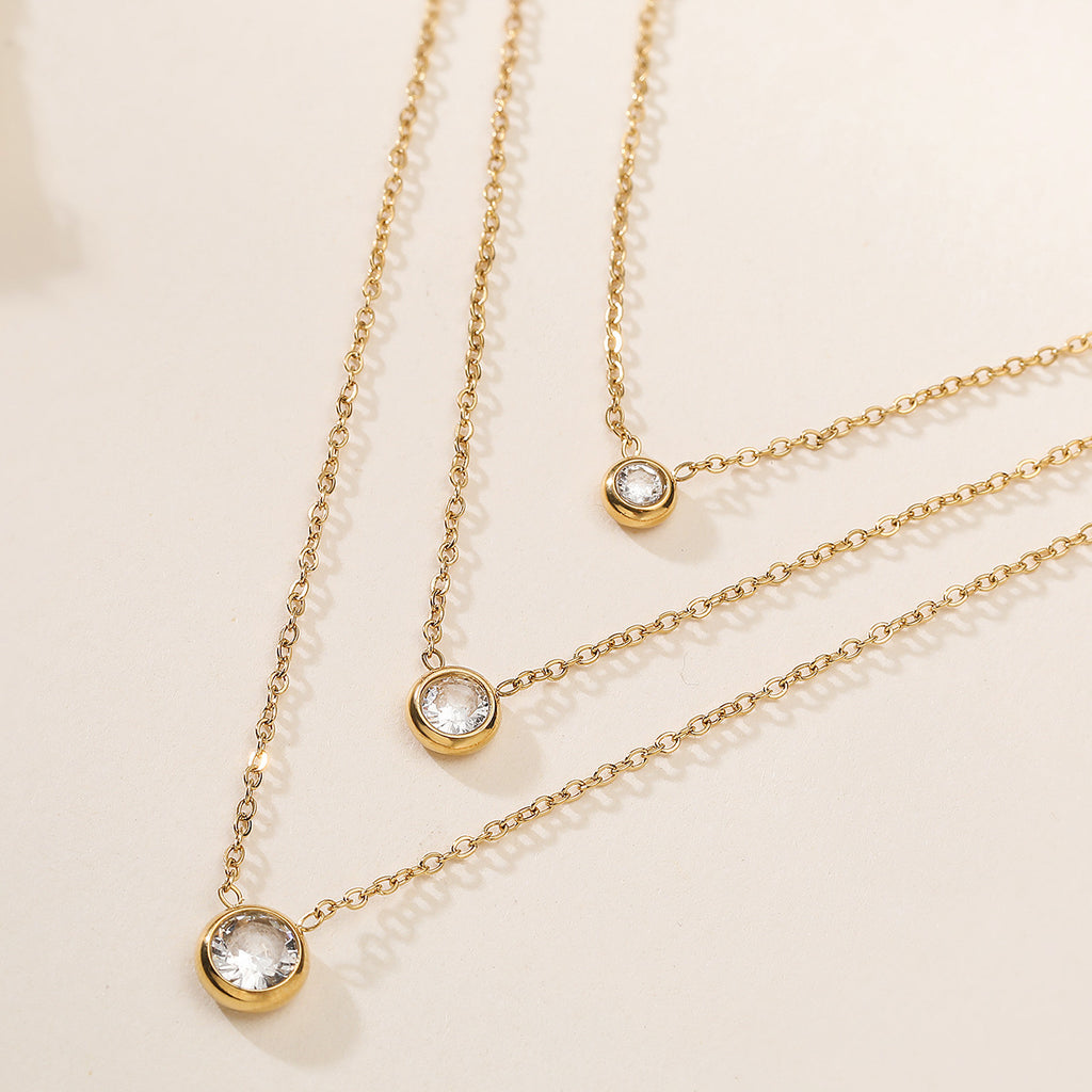 Colar 3 Camadas Dourado com Zircónias – foto 2