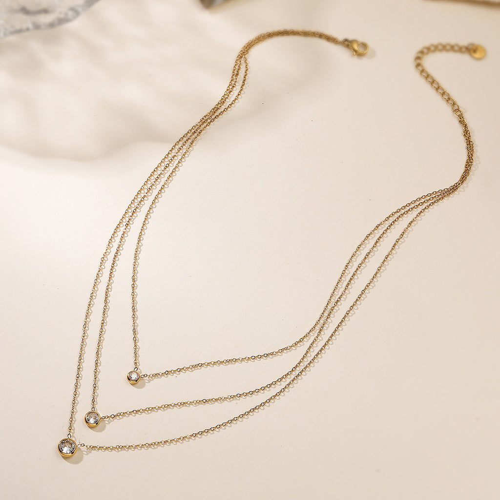 Colar 3 Camadas Dourado com Zircónias – foto 4
