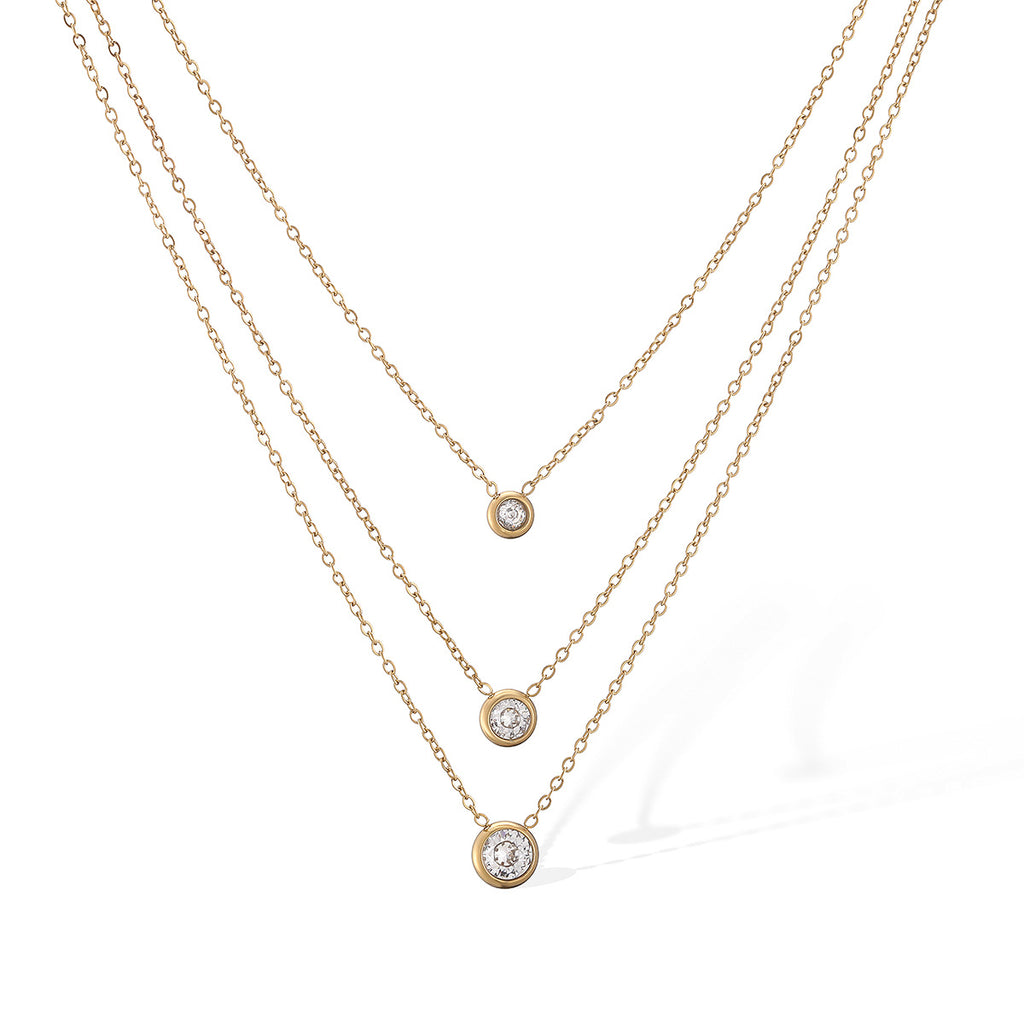 Colar 3 Camadas Dourado com Zircónias – foto 5