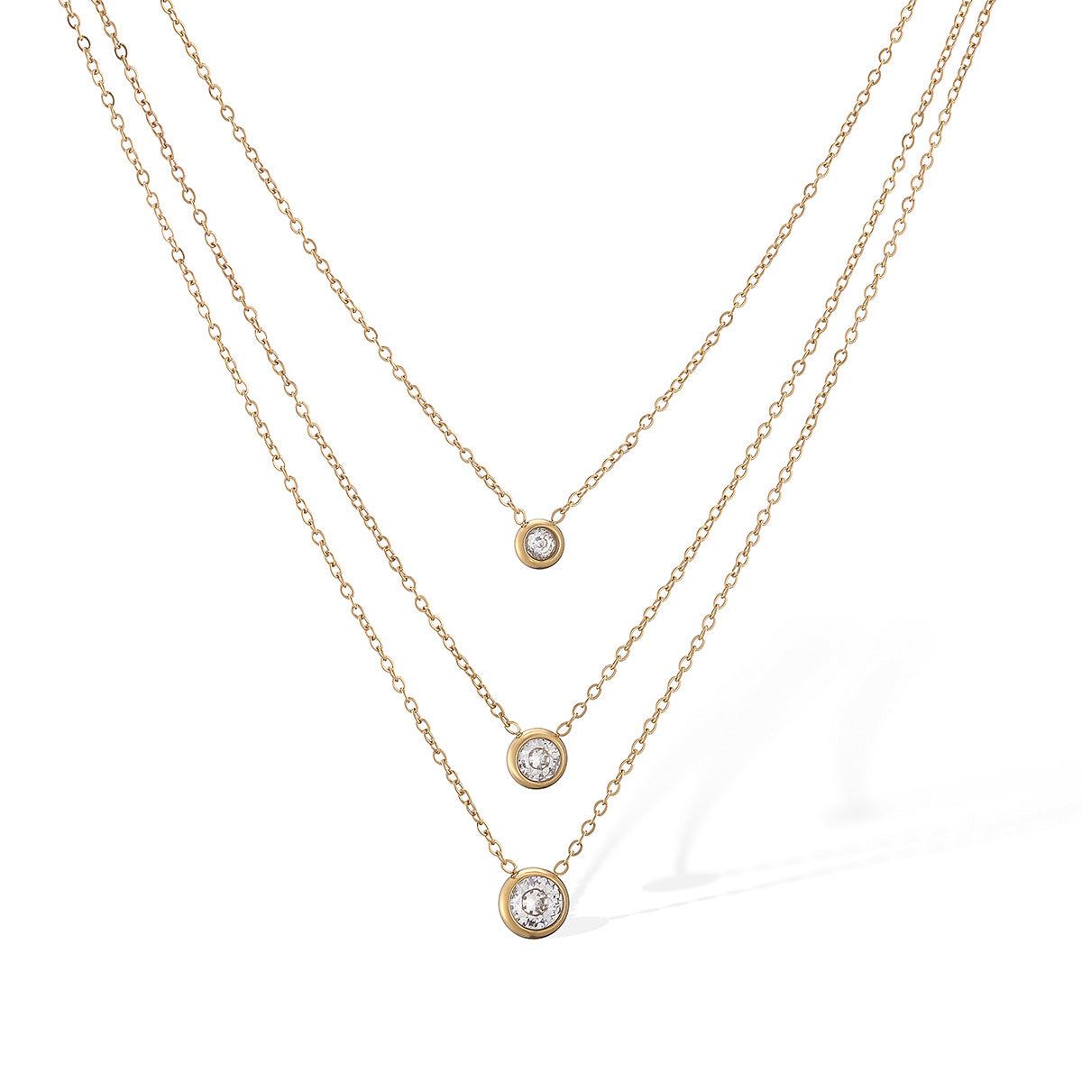 Colar 3 Camadas Dourado com Zircónias – foto 5