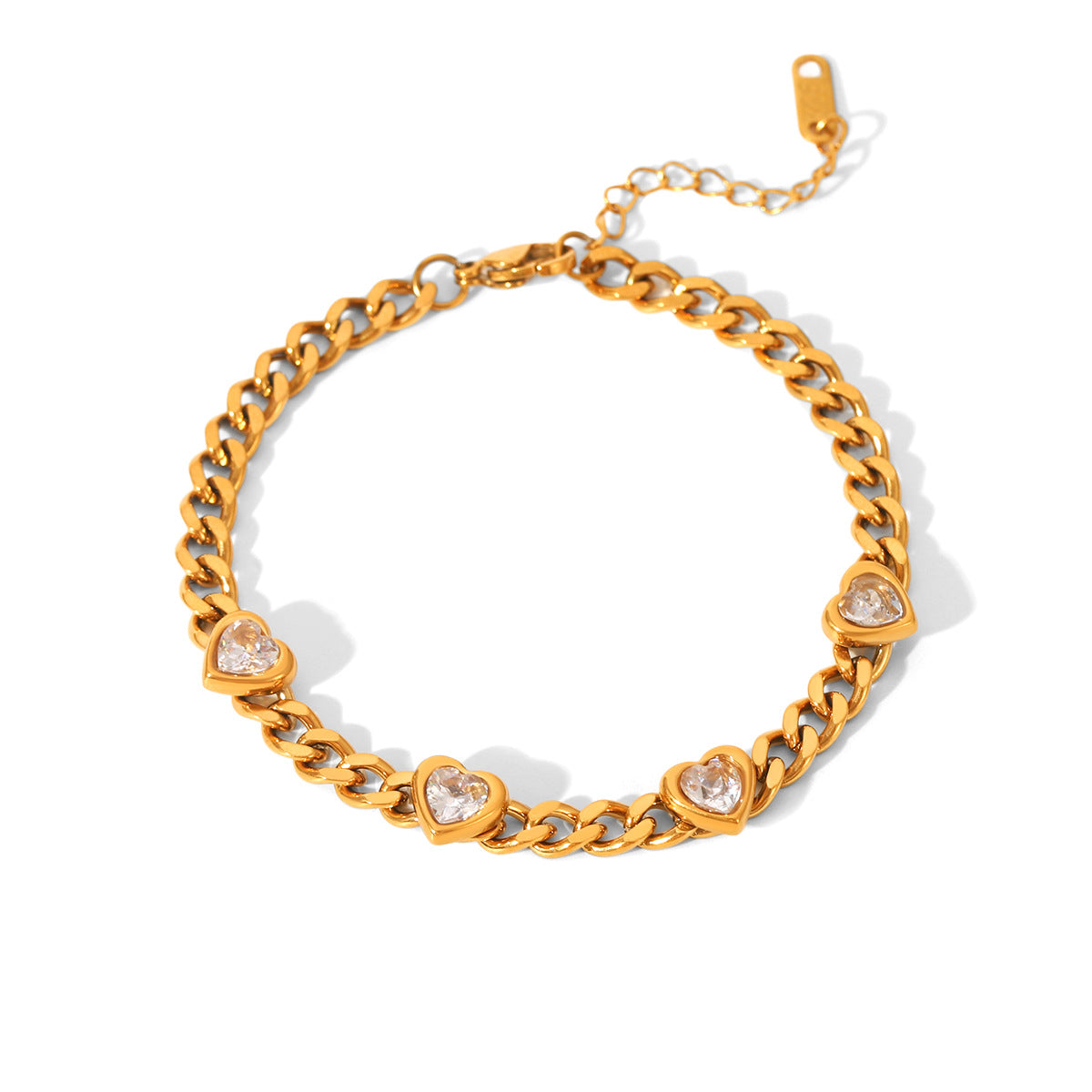 Pulseira Grumet Dourada com Corações – foto 5